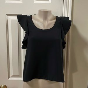 Elizabeth and James Black Ruffle flutter sleeves top, small